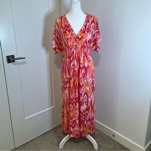 George Pink & Orange V-Neck Maxi Dress - FREE SHIPPING on Bundles $85+